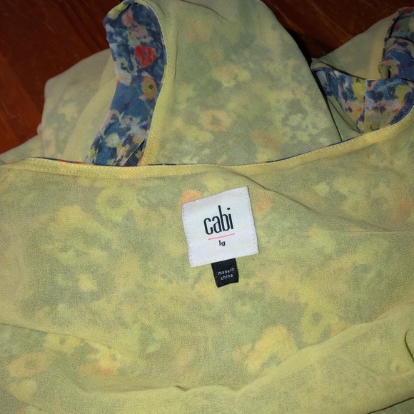 NWOT Cabi silky chiffon like long floral sleeveless shirt L - Picture 9 of 9